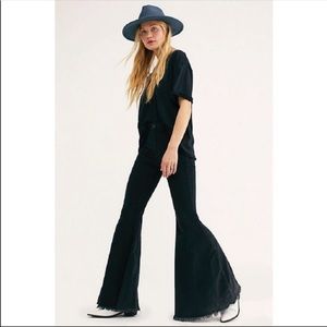 Free People Black Flare Corduroy Pants